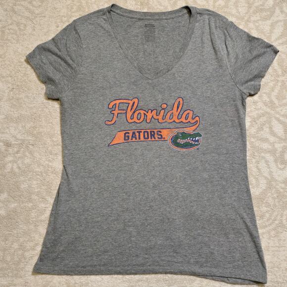 Florida Gators T Shirt Womens Small Gray Deep V National Collegian - Picture 1 of 7